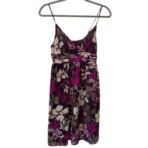 NWT Elle Womens Y2K Floral Purple Midi Dress Empire waist Spaghetti Straps  Size